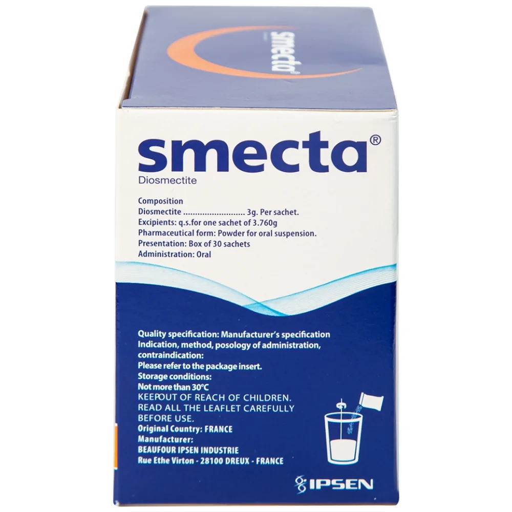 Hình ảnh Thuốc bột pha hỗn dịch uống Smecta vị cam điều trị tiêu chảy (30 gói x 3g)