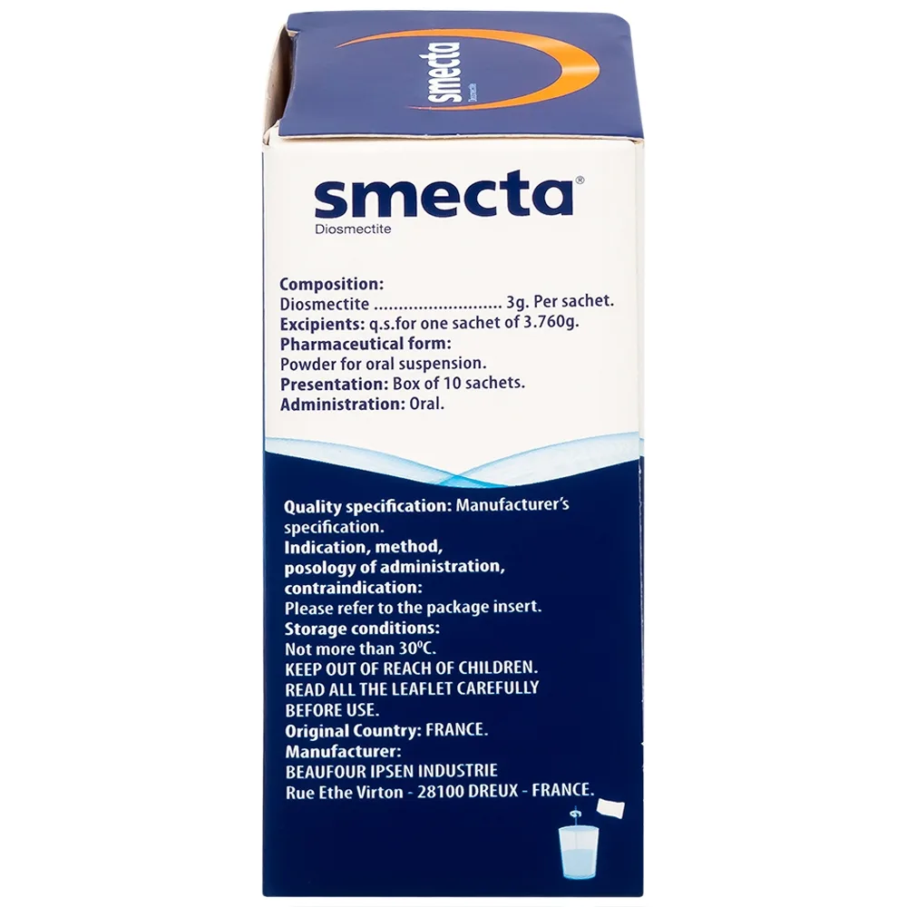 Hình ảnh Thuốc bột Smecta Beaufour Ipsen hương cam & vani điều trị tiêu chảy, bảo vệ niêm mạc tiêu hoá (10 gói)