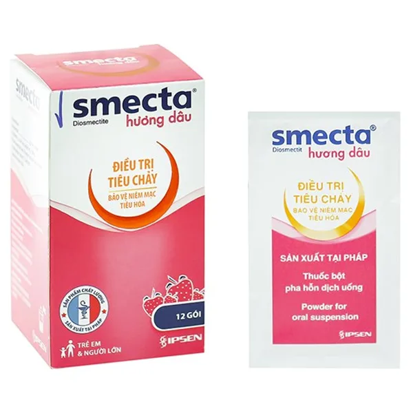 Hình ảnh Thuốc bột pha hỗn dịch uống Smecta Ipsen hương dâu điều trị tiêu chảy (12 gói x 10g)