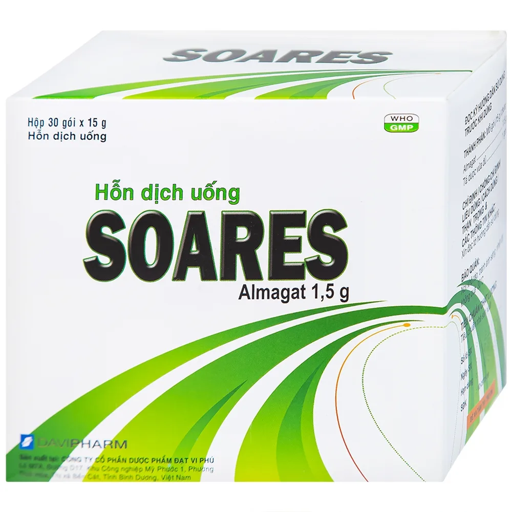Hình ảnh Hỗn dịch uống Soares Davipharm loét dạ dày - tá tràng, viêm dạ dày (30 gói x 15g)