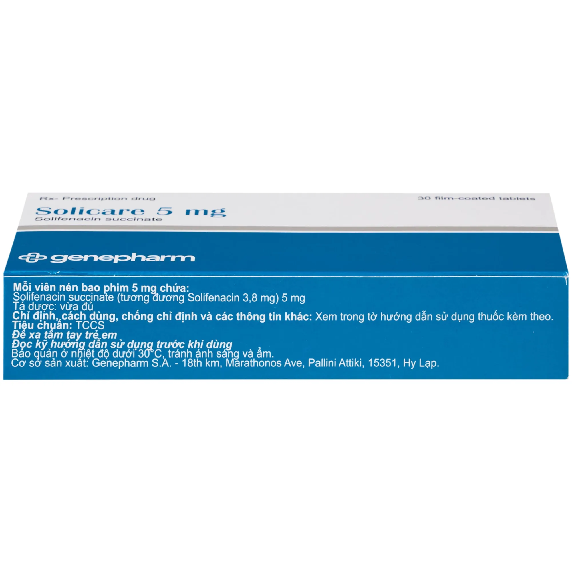 Hình ảnh Thuốc Solicare 5mg Genepharm điều trị tiểu không kiểm soát do bàng quang kích thích (3 vỉ x 10 viên)