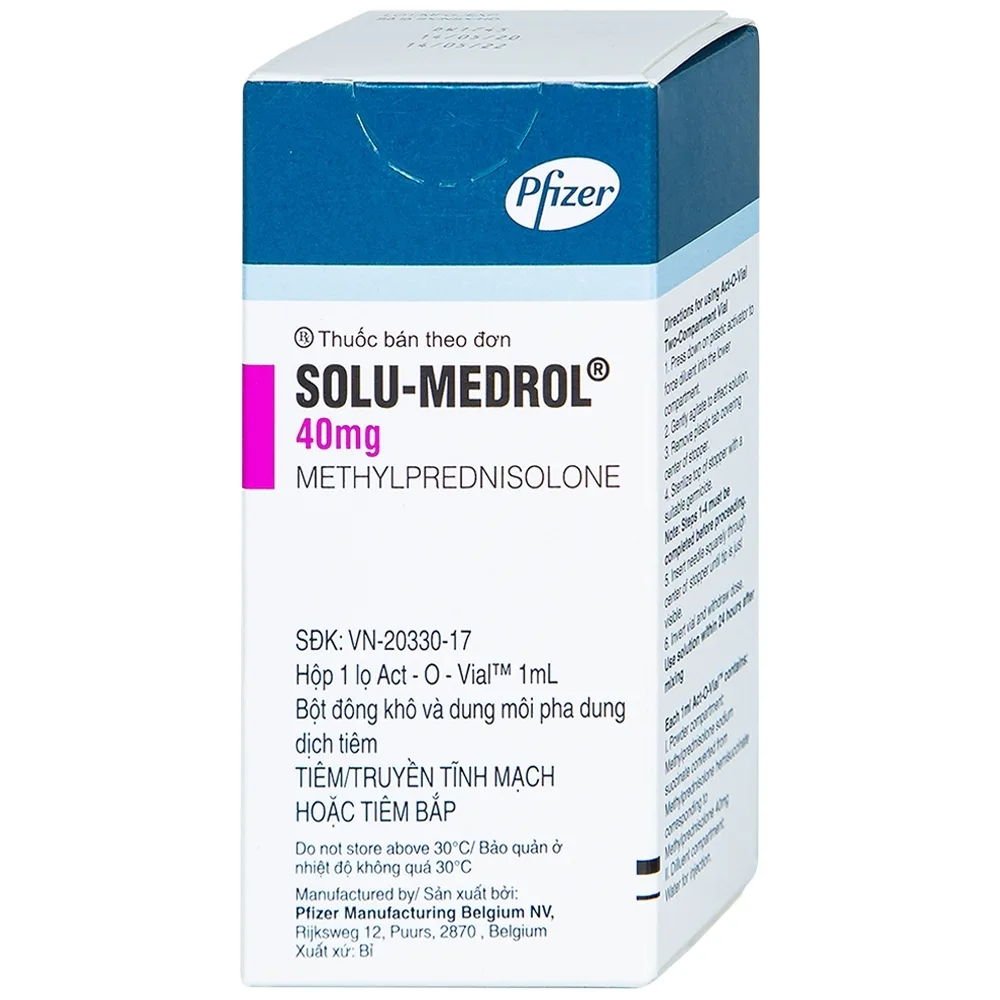 Hình ảnh Bột pha tiêm Solu-Medrol 40mg Pfizer điều trị rối loạn thấp khớp, lupus ban đỏ hệ thống (1 lọ x 1ml)