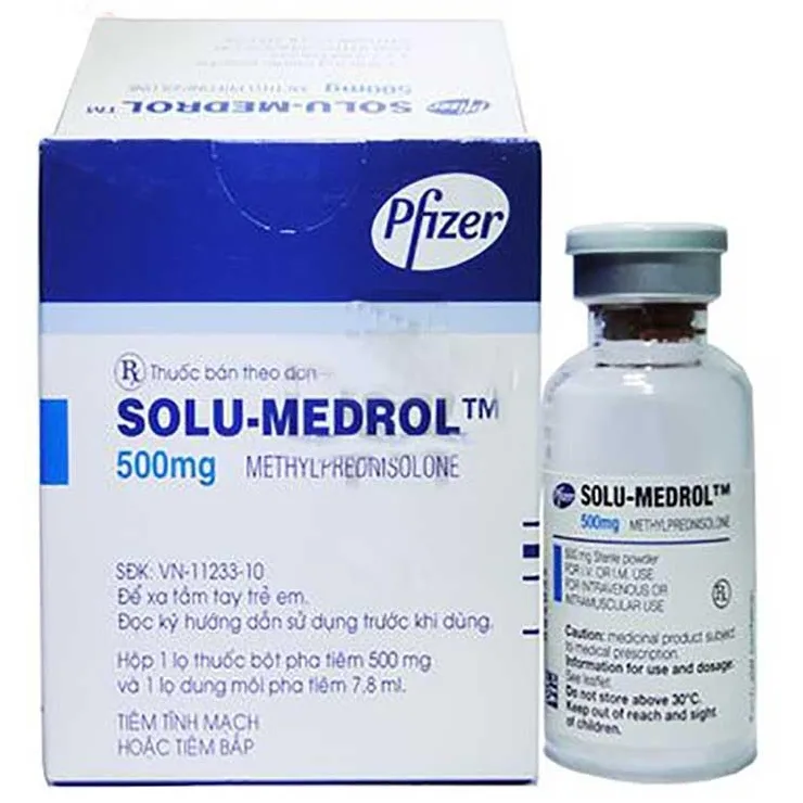 Hình ảnh Bột pha tiêm Solu-Medrol 500mg Pfizer điều trị các rối loạn nội tiết (1 lọ bột x 1 lọ dung môi)