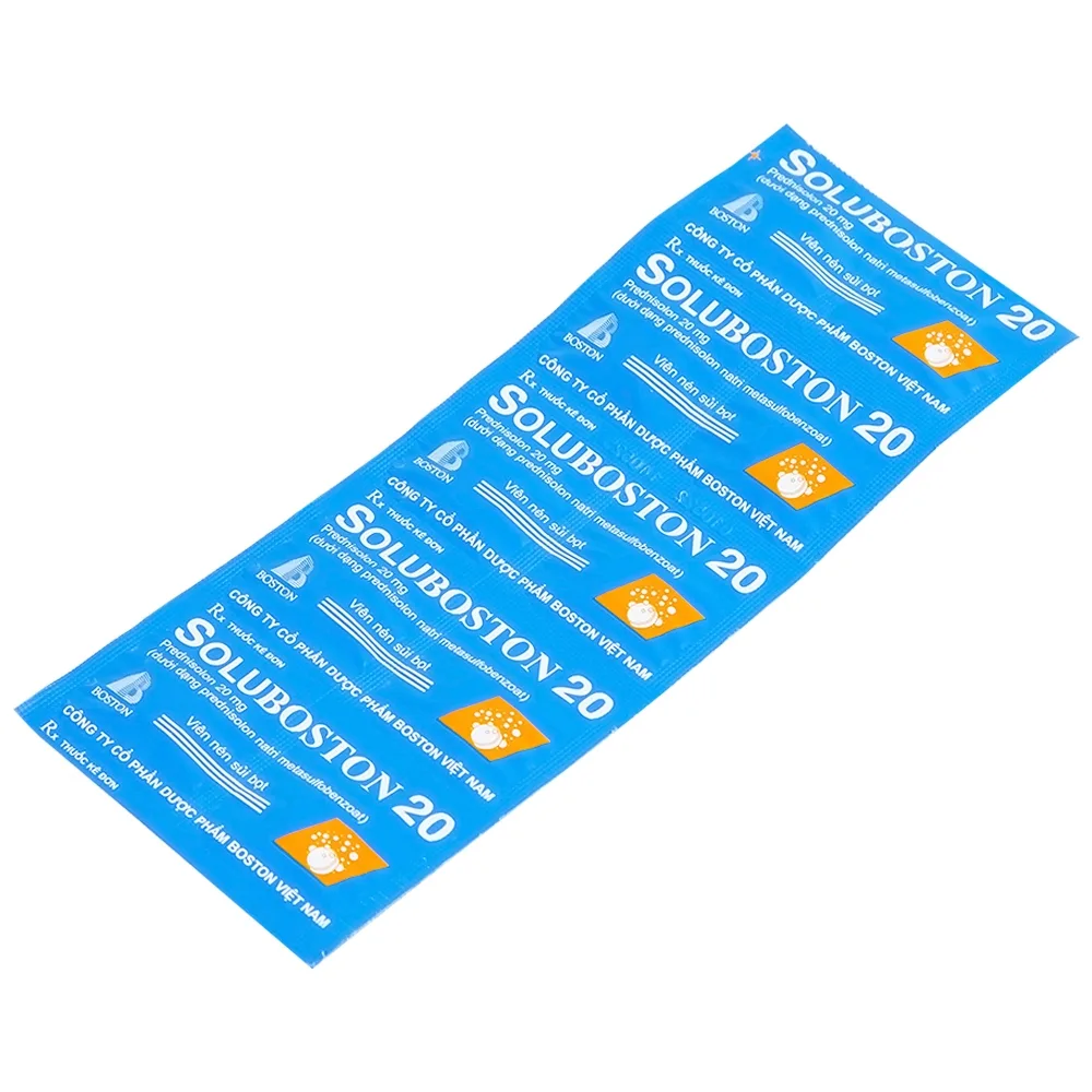 Hình ảnh Viên sủi Soluboston 20 Boston điều trị giảm tình trạng viêm, dị ứng (2 vỉ x 10 viên)