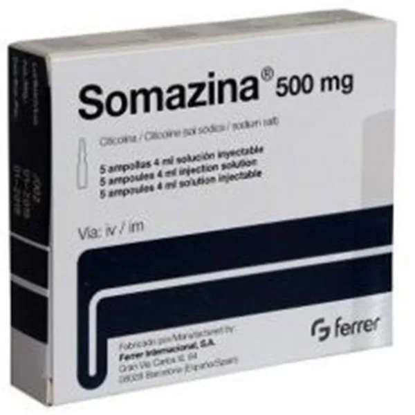 Hình ảnh Dung dịch Somazina 500mg Ferrer điều trị đột qụy cấp, di chứng thần kinh (5 ống x 4ml)