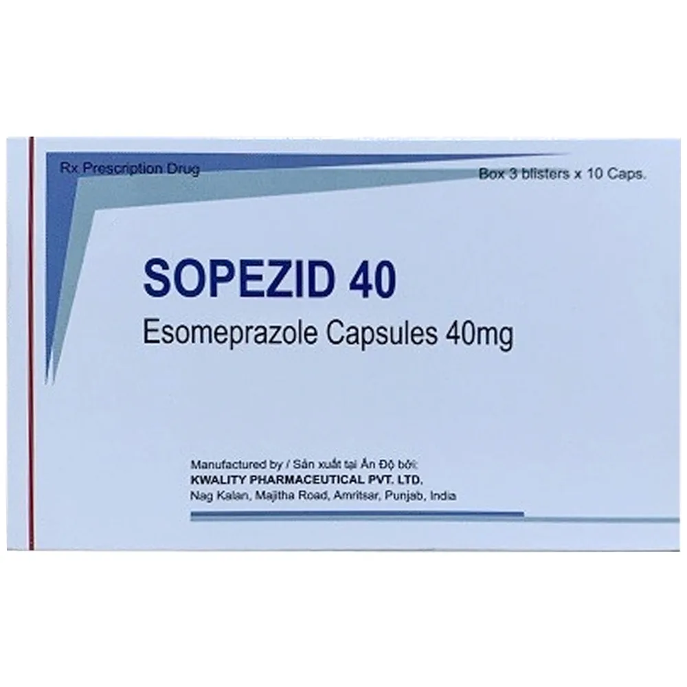 Hình ảnh Thuốc Sopezid 40 Kwality điều trị trào ngược dạ dày thực quản, loét dạ dày tá tràng (3 vỉ x 10 viên)