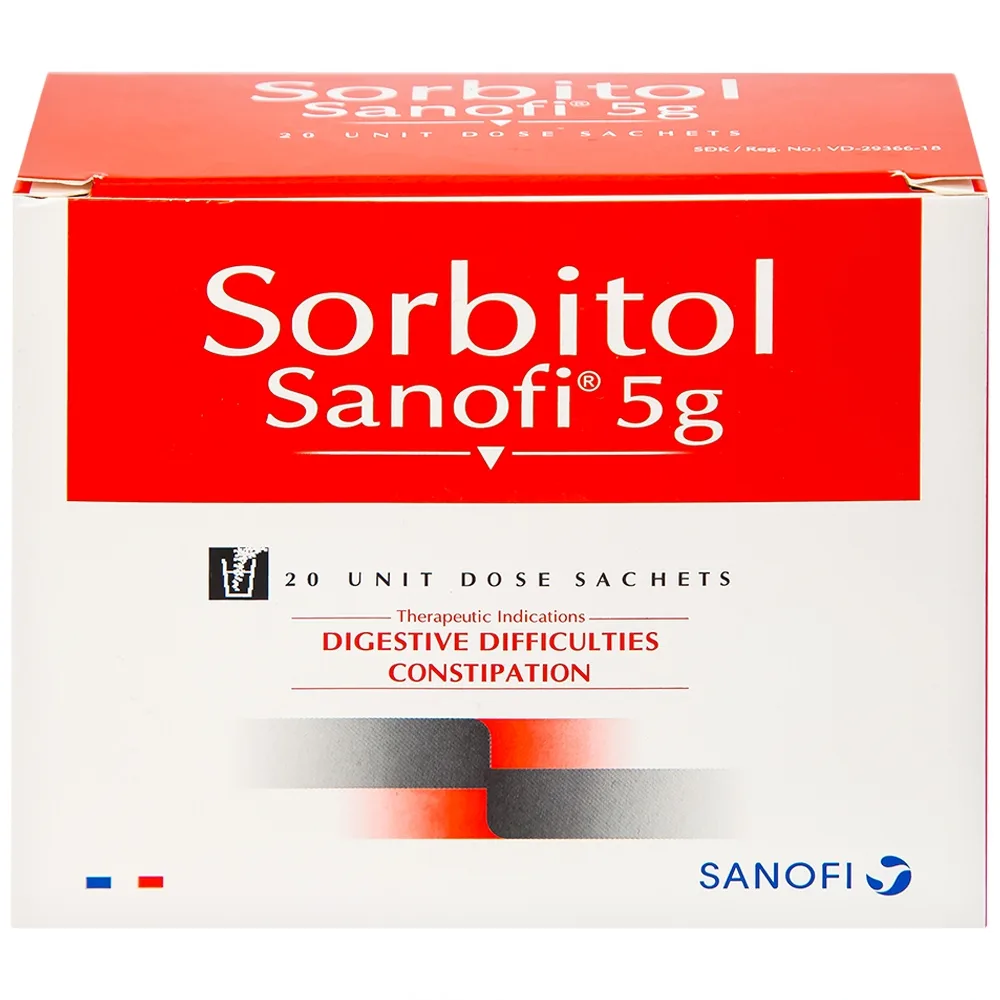 Hình ảnh Thuốc bột Sorbitol Sanofi 5g điều trị triệu chứng táo bón, khó tiêu (20 gói x 5g)