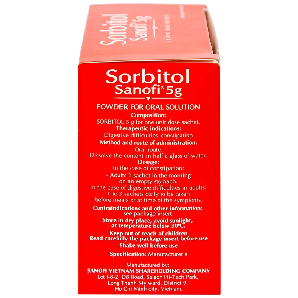 Hình ảnh Thuốc bột Sorbitol Sanofi 5g điều trị triệu chứng táo bón, khó tiêu (20 gói x 5g)