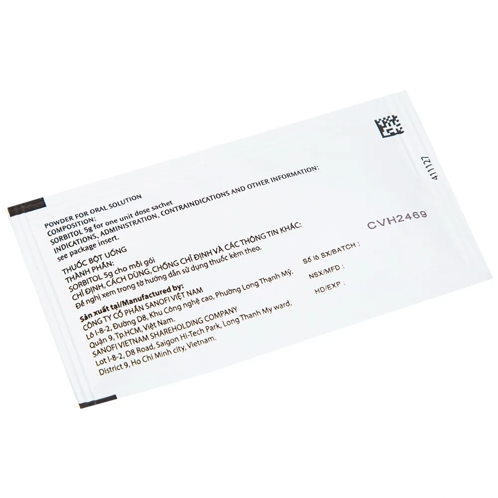 Hình ảnh Thuốc bột Sorbitol Sanofi 5g điều trị triệu chứng táo bón, khó tiêu (20 gói x 5g)