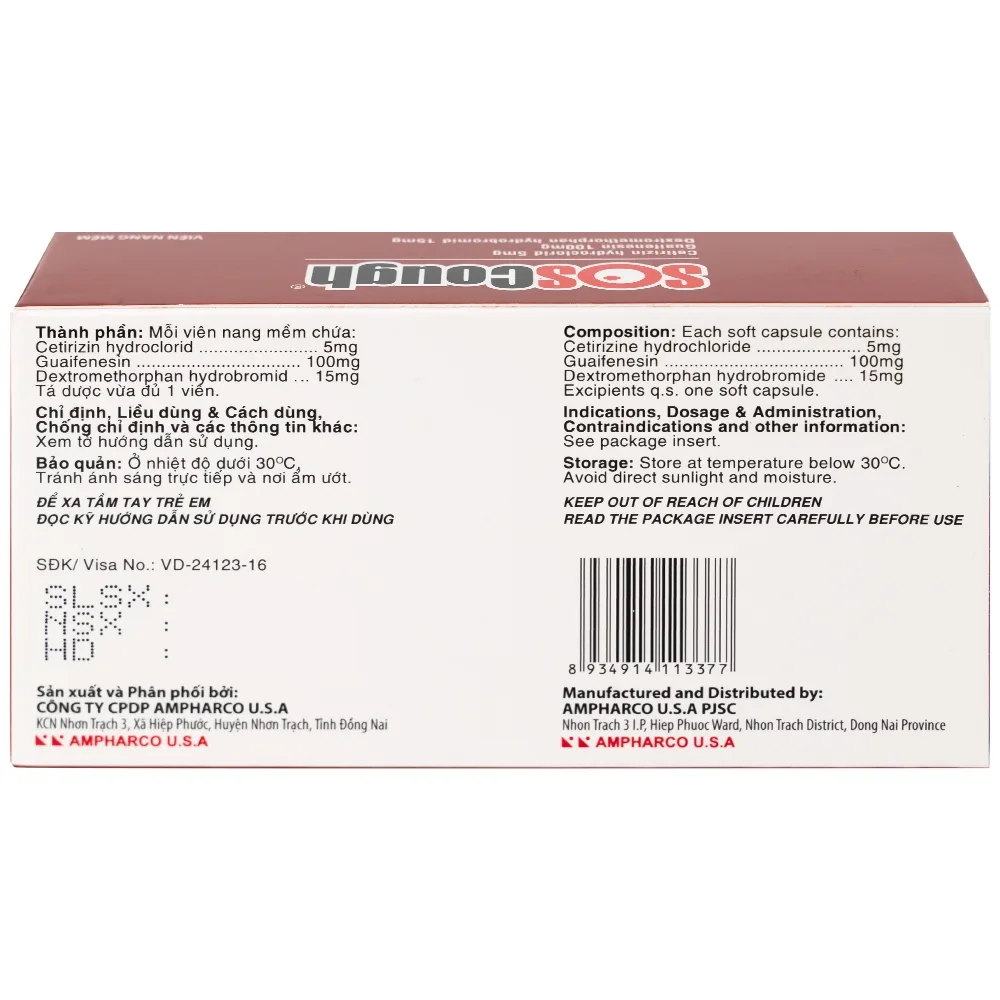 Hình ảnh Thuốc SOSCough Ampharco điều trị ho khan, ho do kích ứng (3 vỉ x 10 viên)
