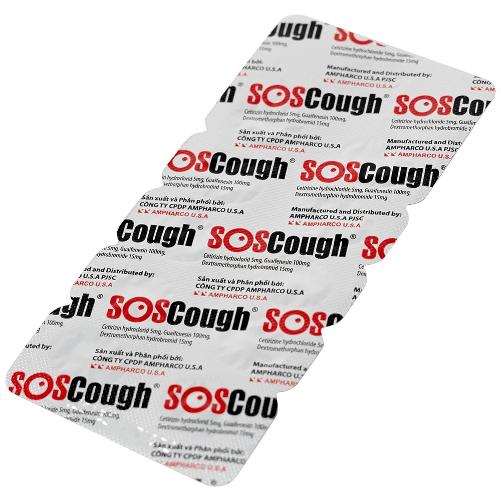 Hình ảnh Thuốc SOSCough Ampharco điều trị ho khan, ho do kích ứng (3 vỉ x 10 viên)