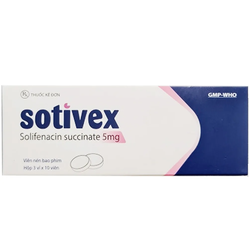 Hình ảnh Thuốc Sotivex Hà Nam điều trị triệu chứng tiểu không tự chủ, bệnh nhân bị hội chứng bàng quang tăng hoạt động (3 vỉ x 10 viên)