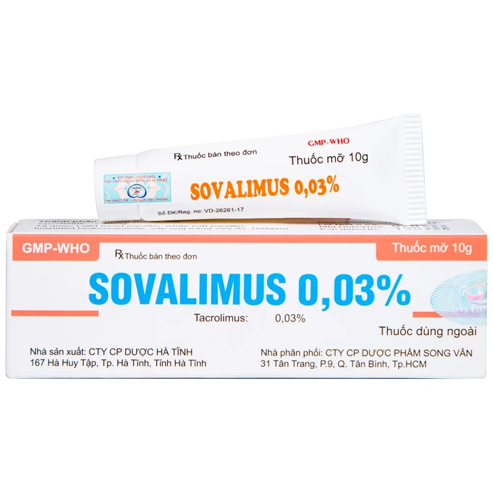 Hình ảnh Thuốc mỡ Sovalimus 0.03% Hadiphar điều trị viêm da (10g)