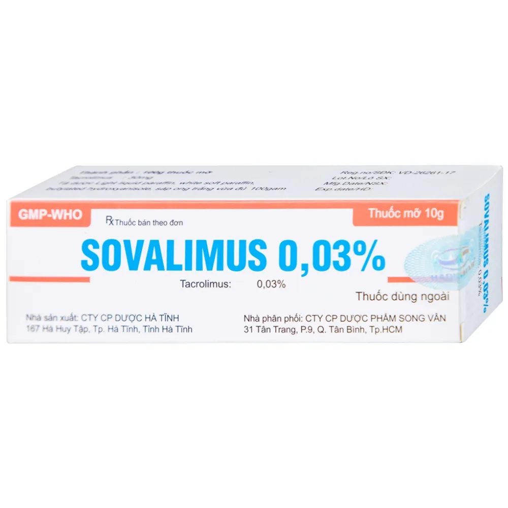 Hình ảnh Thuốc mỡ Sovalimus 0.03% Hadiphar điều trị viêm da (10g)