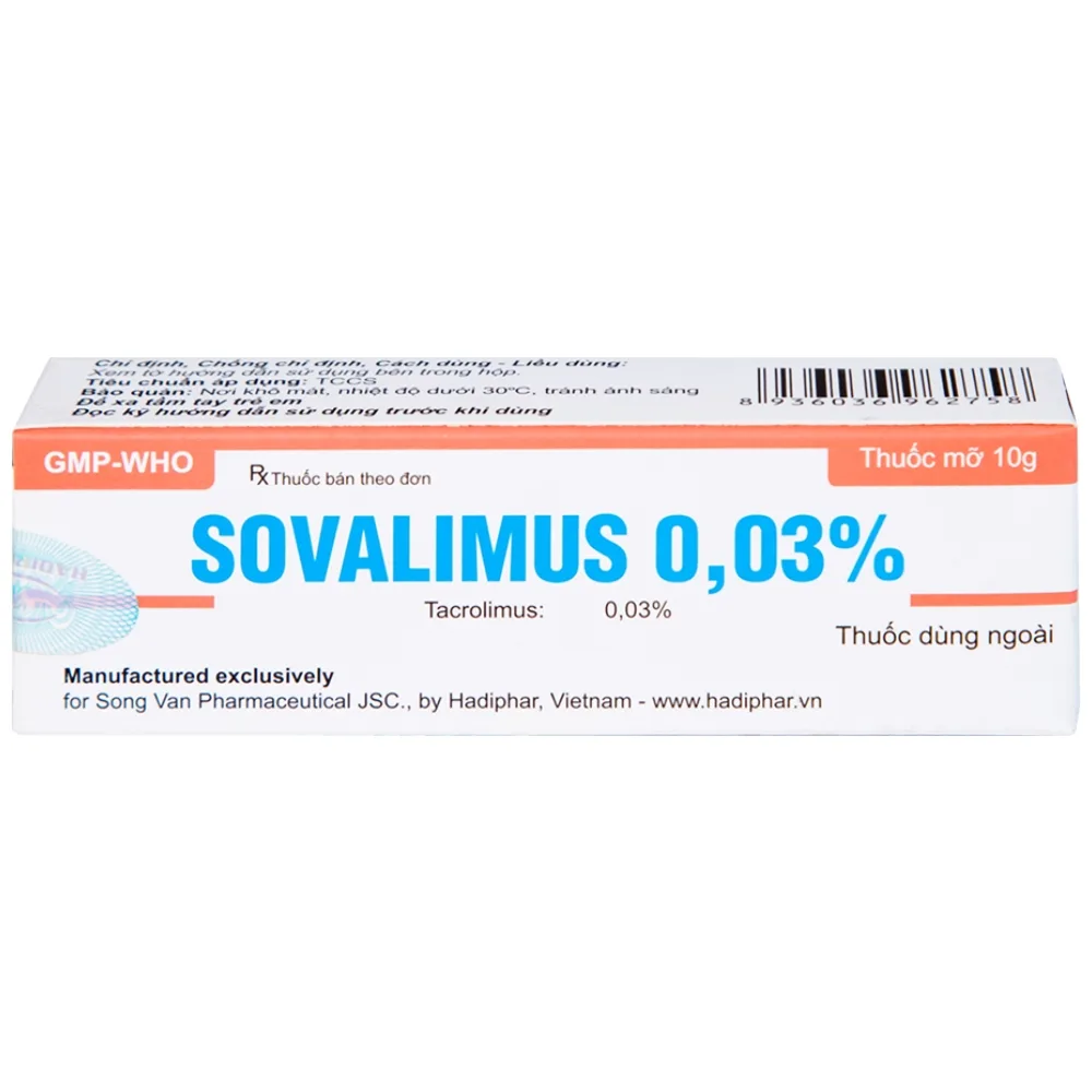 Hình ảnh Thuốc mỡ Sovalimus 0.03% Hadiphar điều trị viêm da (10g)