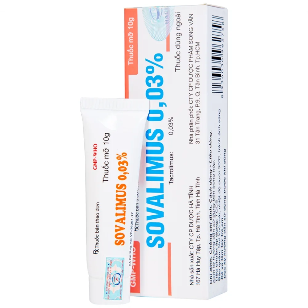 Hình ảnh Thuốc mỡ Sovalimus 0.03% Hadiphar điều trị viêm da (10g)
