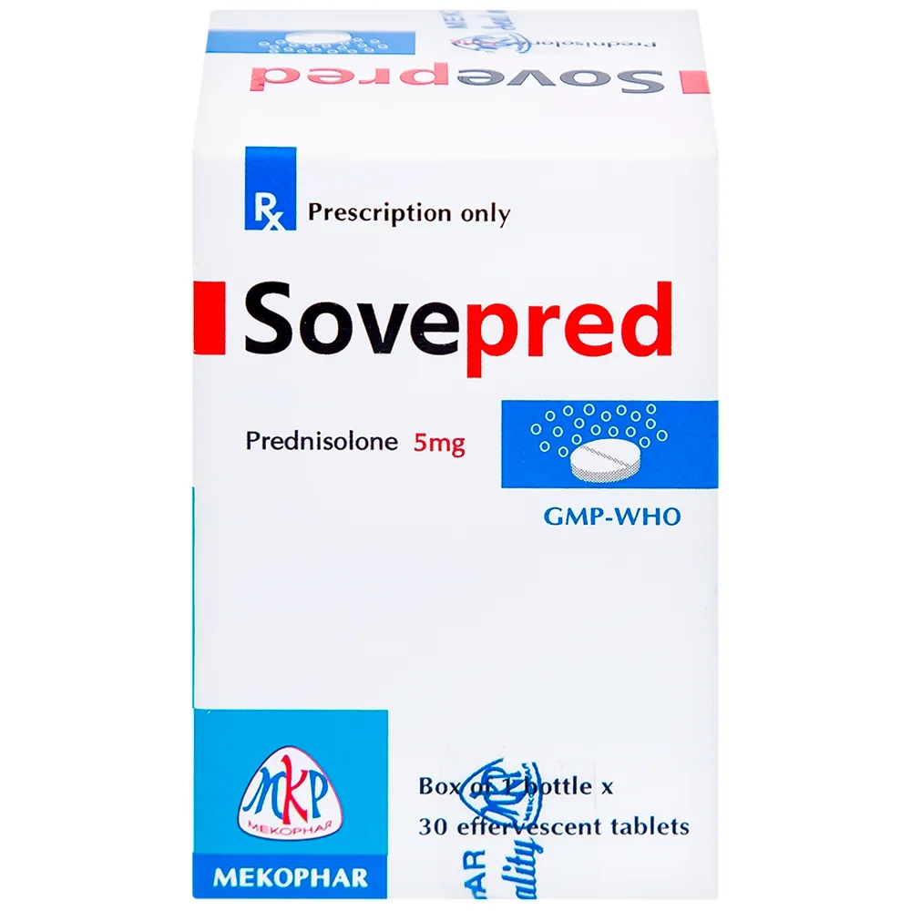 Hình ảnh Viên sủi Sovepred Mekophar điều trị viêm khớp dạng thấp, lupus ban đỏ toàn thân (30 viên) 