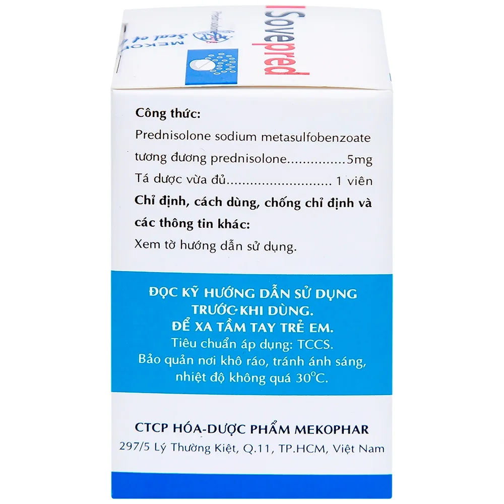 Hình ảnh Viên sủi Sovepred Mekophar điều trị viêm khớp dạng thấp, lupus ban đỏ toàn thân (30 viên) 