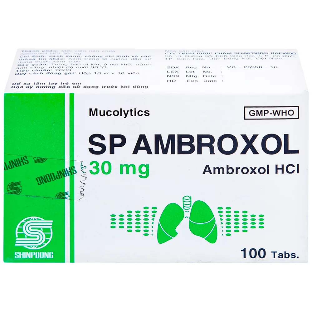 Hình ảnh Thuốc SP Ambroxol 30mg điều trị các bệnh cấp và mạn tính ở đường hô hấp (10 vỉ x 10 viên)