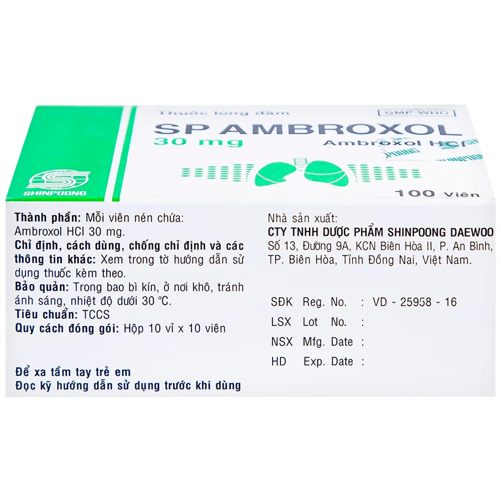 Hình ảnh Thuốc SP Ambroxol 30mg điều trị các bệnh cấp và mạn tính ở đường hô hấp (10 vỉ x 10 viên)