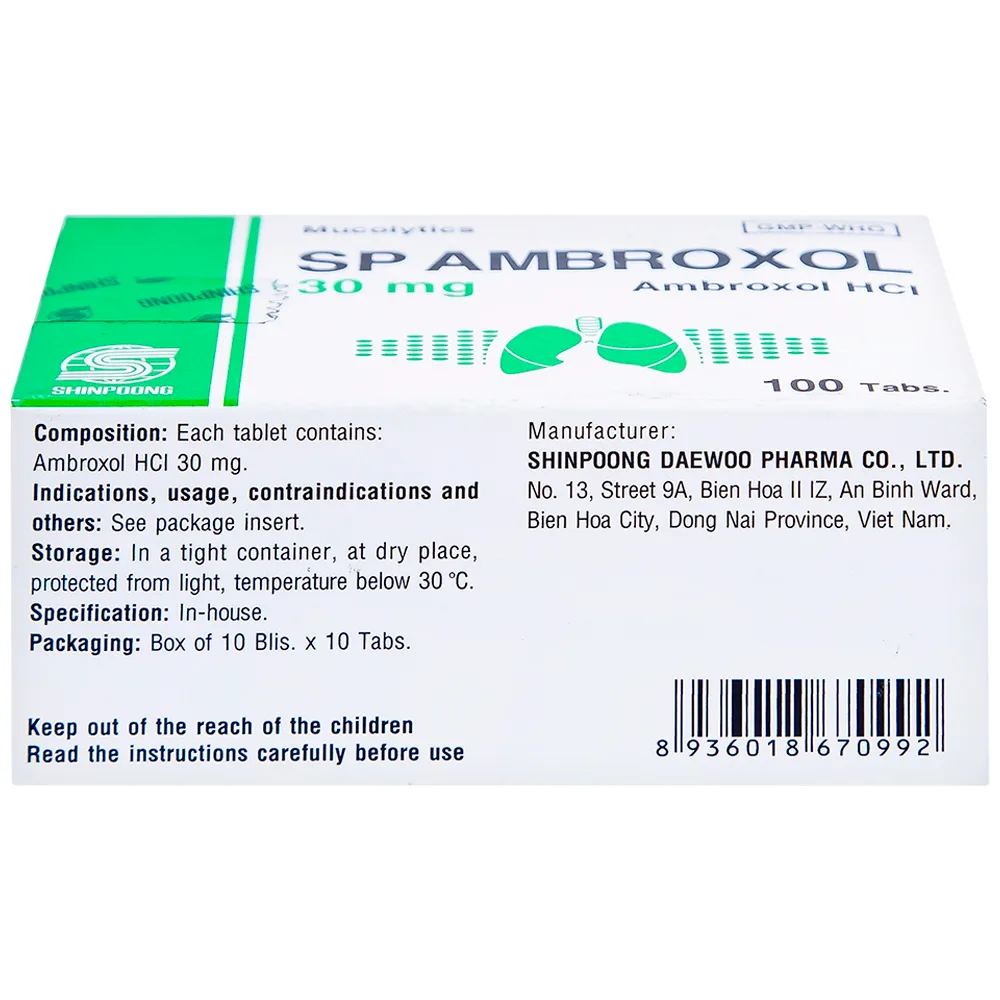 Hình ảnh Thuốc SP Ambroxol 30mg điều trị các bệnh cấp và mạn tính ở đường hô hấp (10 vỉ x 10 viên)