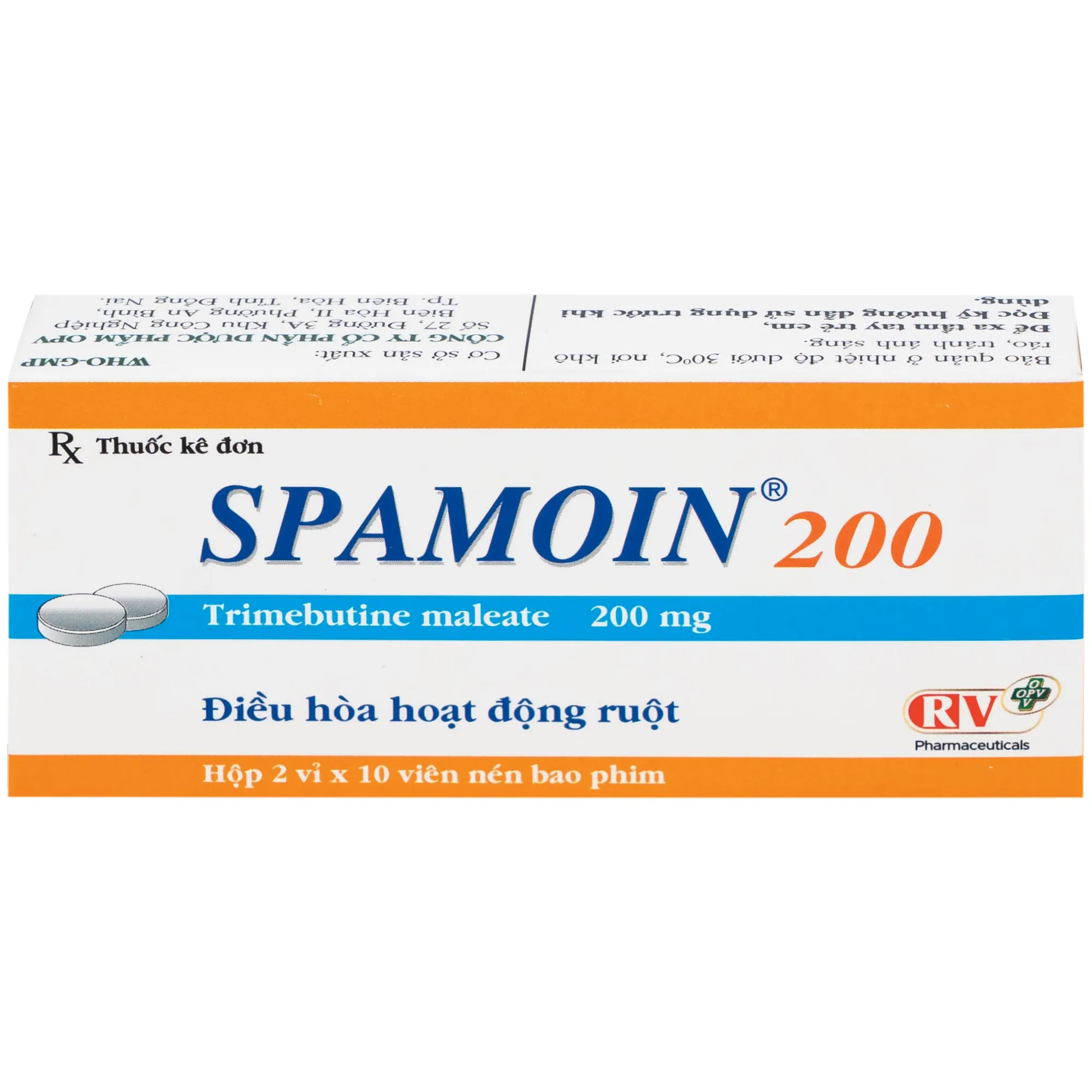 Hình ảnh Thuốc Spamoin 200mg OPV điều trị rối loạn chức năng đường ruột (2 vỉ x 10 viên)