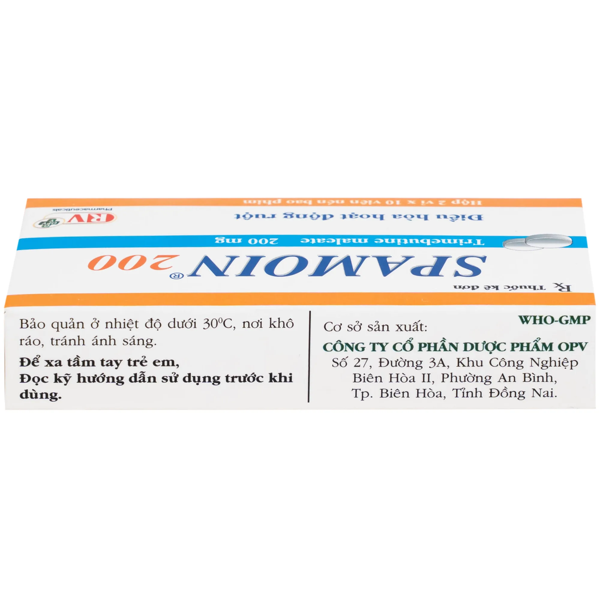 Hình ảnh Thuốc Spamoin 200mg OPV điều trị rối loạn chức năng đường ruột (2 vỉ x 10 viên)