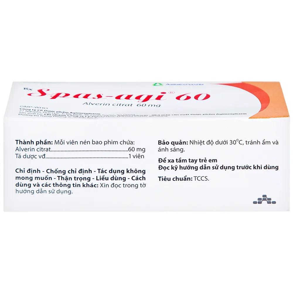 Hình ảnh Thuốc Spas-agi 60 Agimexpharm điều trị chống đau do co thắt cơ trơn (60 viên)