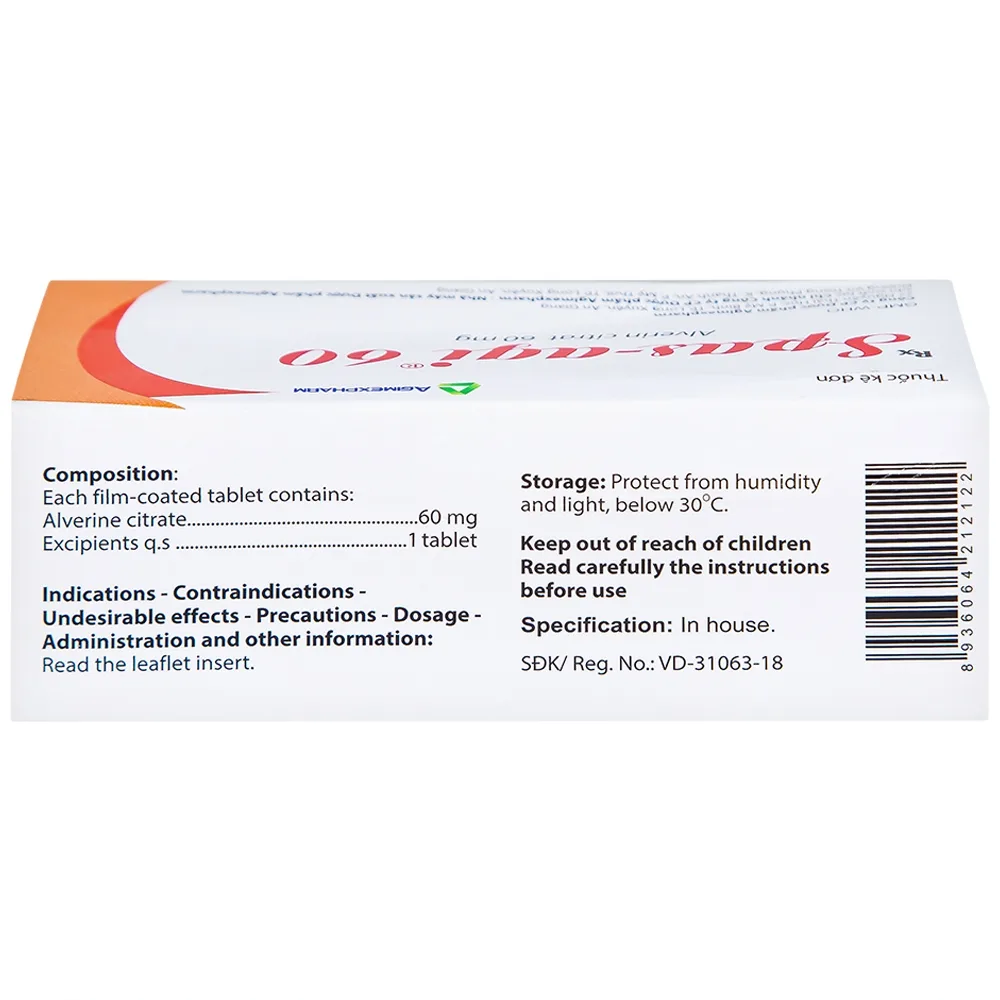 Hình ảnh Thuốc Spas-agi 60 Agimexpharm điều trị chống đau do co thắt cơ trơn (60 viên)