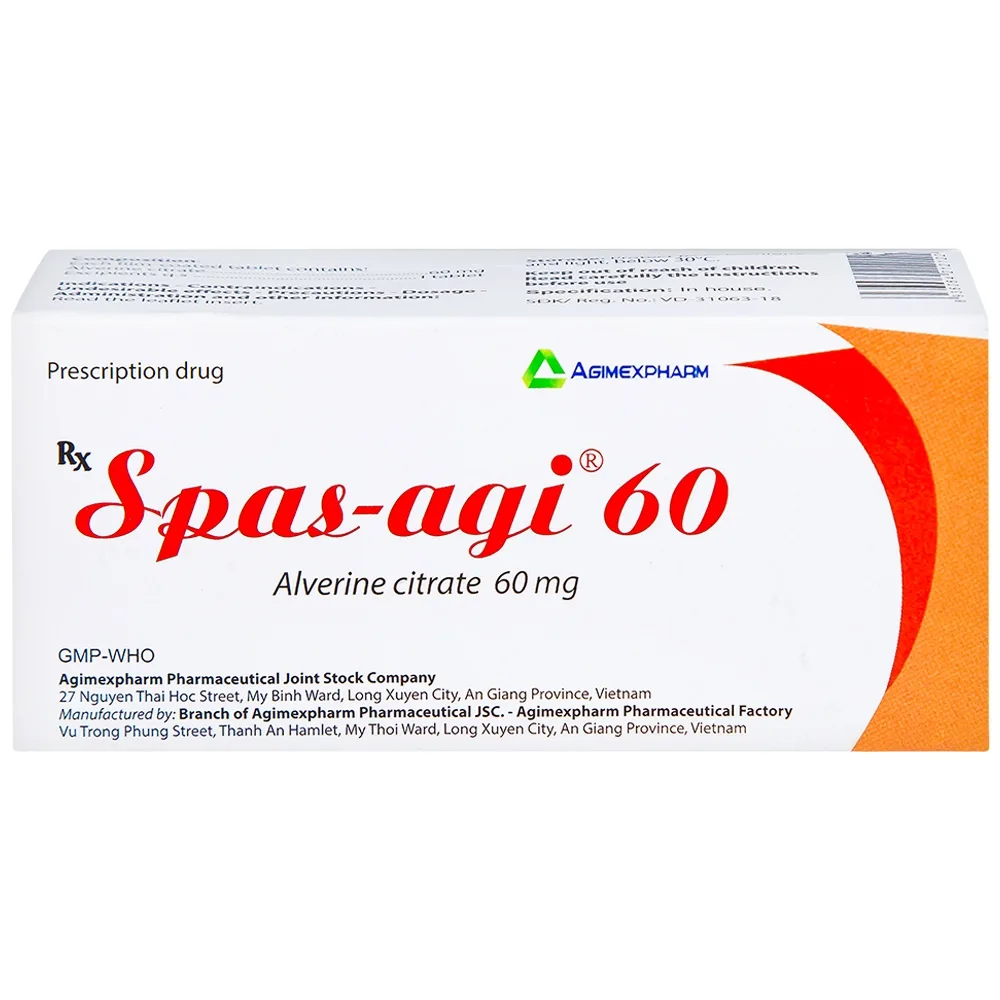 Hình ảnh Thuốc Spas-agi 60 Agimexpharm điều trị chống đau do co thắt cơ trơn (60 viên)