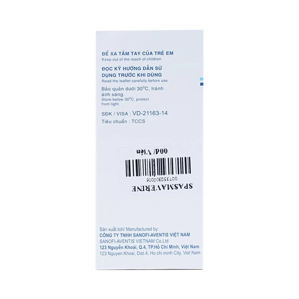 Hình ảnh Thuốc Spasmavérine Sanofi điều trị triệu chứng đau do co thắt cơ trơn (3 vỉ x 20 viên)