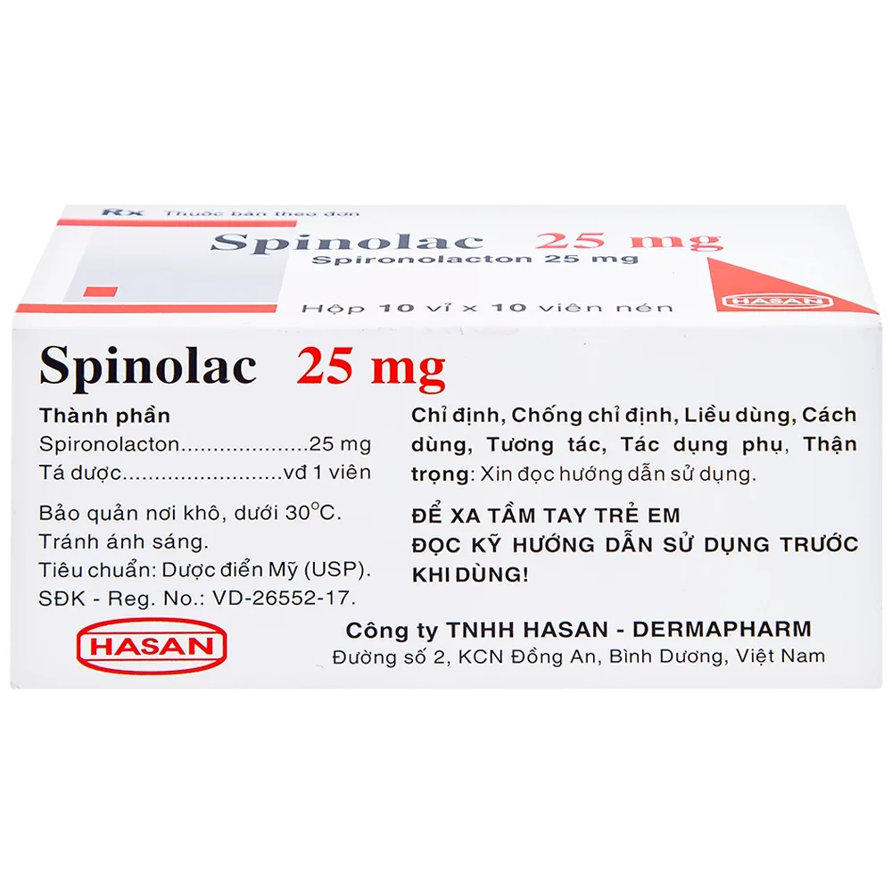 Hình ảnh Thuốc Spinolac 25mg Hasan điều trị phù do tim sung huyết (10 vỉ x 10 viên) 