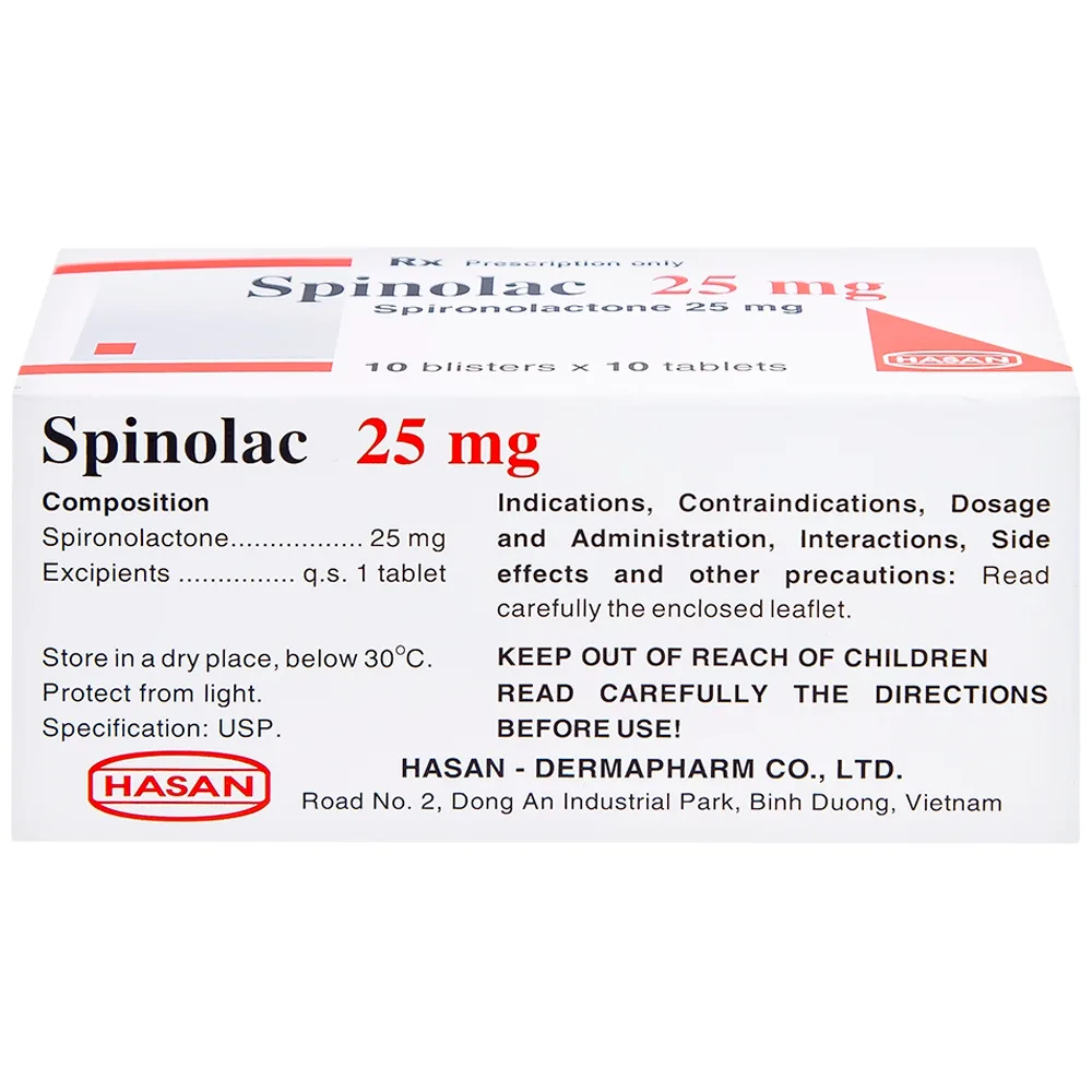 Hình ảnh Thuốc Spinolac 25mg Hasan điều trị phù do tim sung huyết (10 vỉ x 10 viên) 