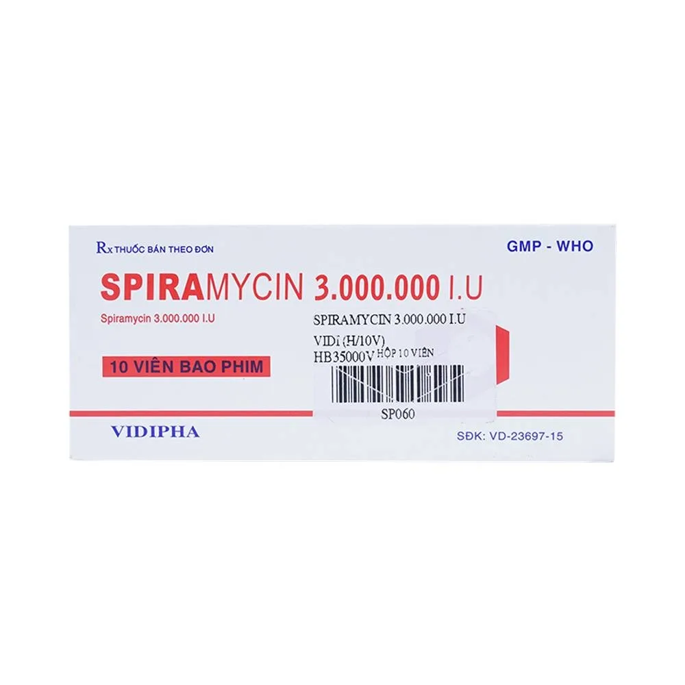 Hình ảnh Thuốc Spiramycin 3.000.000 I.U Vidipha điều trị nhiễm khuẩn đường hô hấp (10 viên)