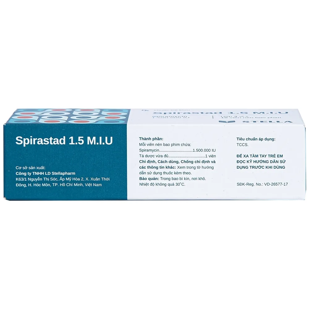 Hình ảnh Thuốc Spirastad 1.5 M.I.U Stella điều trị dự phòng viêm màng não (3 vỉ x 10 viên)