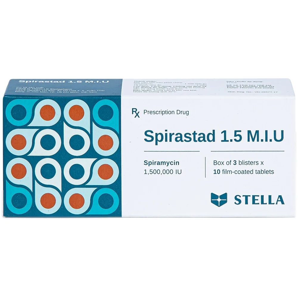 Hình ảnh Thuốc Spirastad 1.5 M.I.U Stella điều trị dự phòng viêm màng não (3 vỉ x 10 viên)