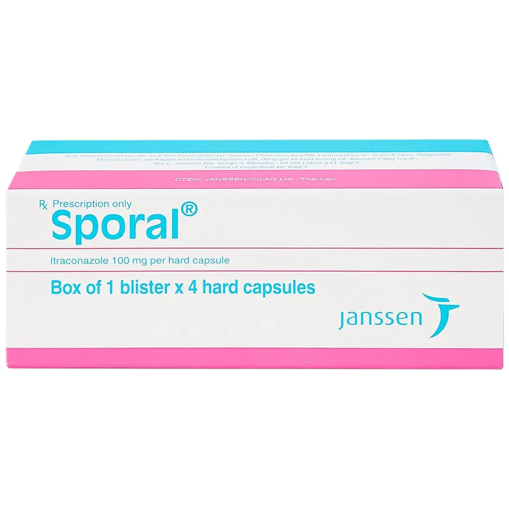 Hình ảnh Thuốc Sporal Janssen điều trị các bệnh nấm phụ khoa, da, toàn thân (1 vỉ x 4 viên)