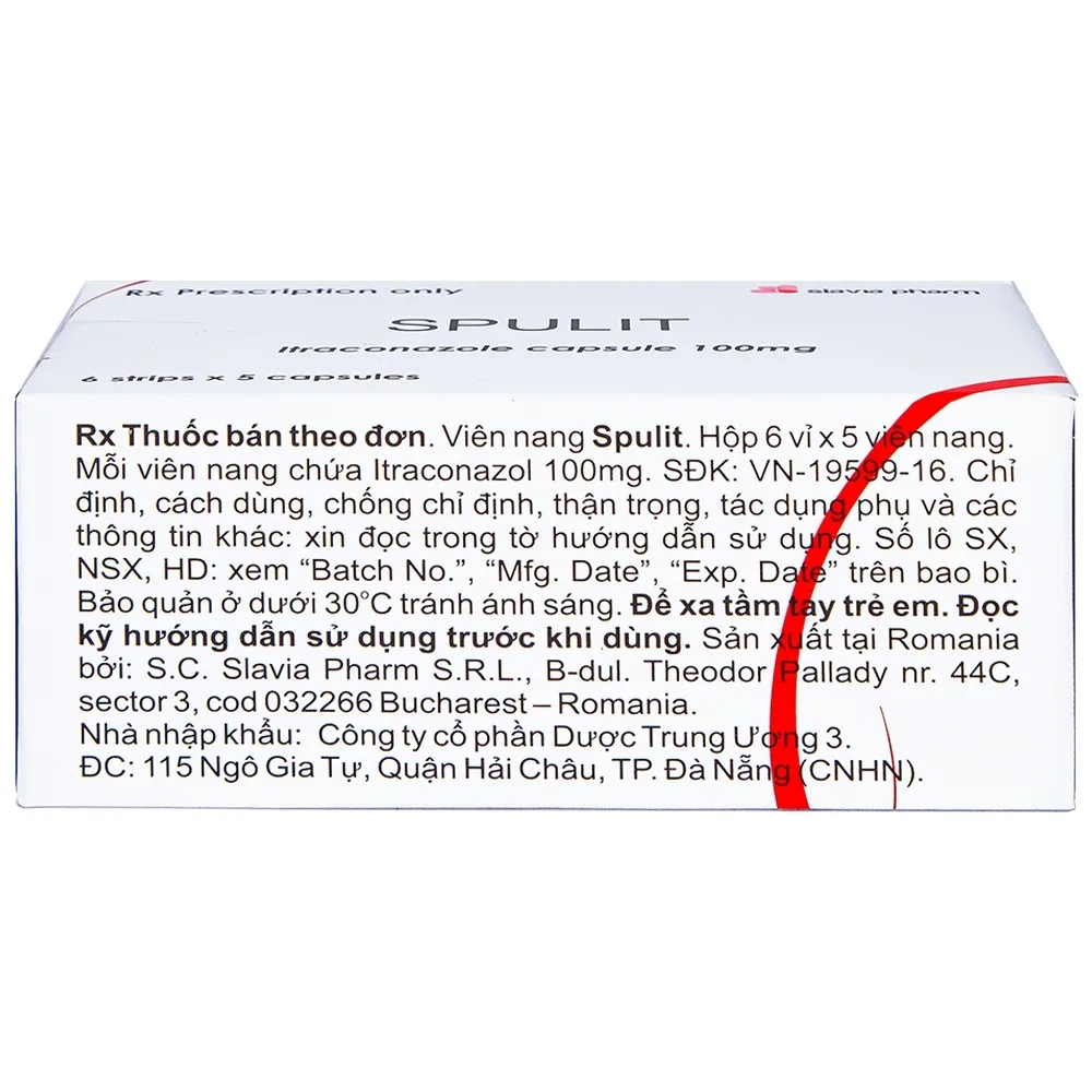 Hình ảnh Thuốc Spulit Slavia điều trị nấm Candida, lang ben (6 vỉ x 5 viên)