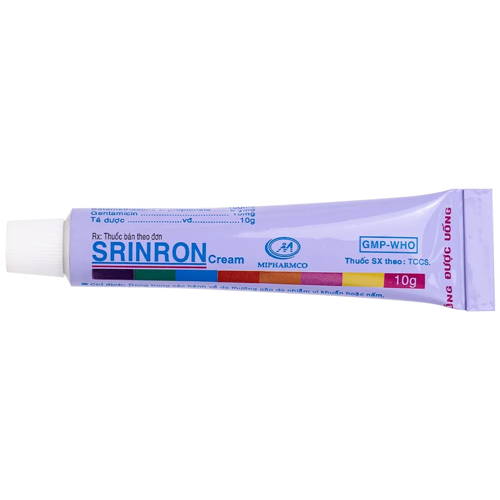 Hình ảnh Kem bôi da Srinron 10g Mipharmco điều trị các bệnh về da do nhiễm khuẩn hoặc nấm, bệnh da hỗn hợp