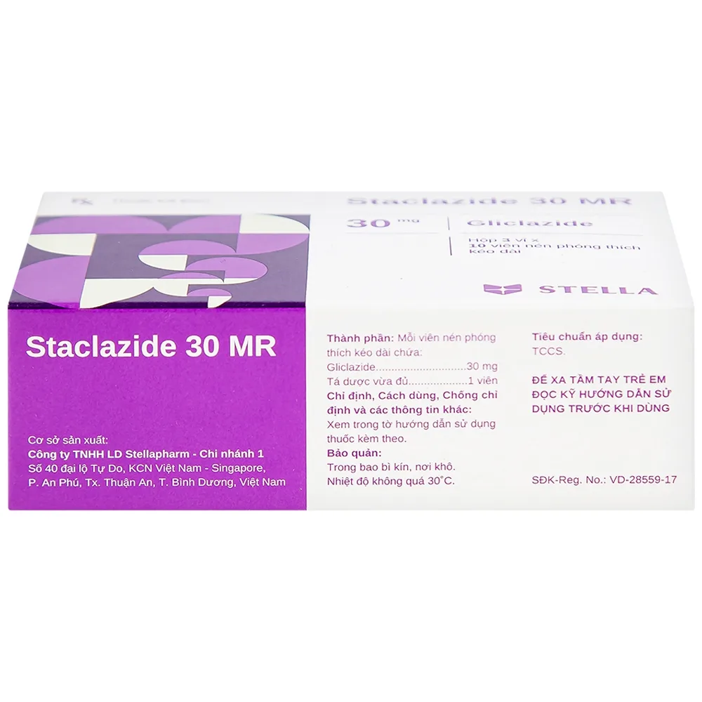 Hình ảnh Thuốc Staclazide 30 MR Stella điều trị đái tháo đường típ 2 (3 vỉ x 10 viên)