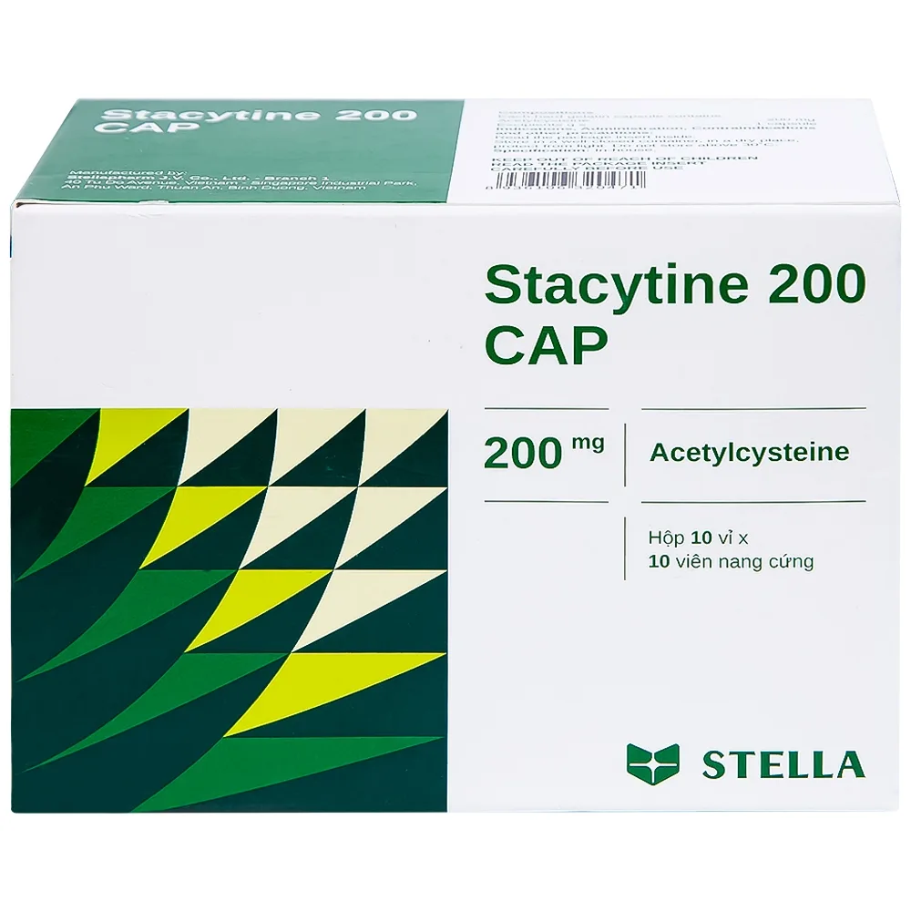 Hình ảnh Thuốc Stacytine 200 CAP Stella điều trị long đờm trong viêm phế quản (10 vỉ x 10 viên)
