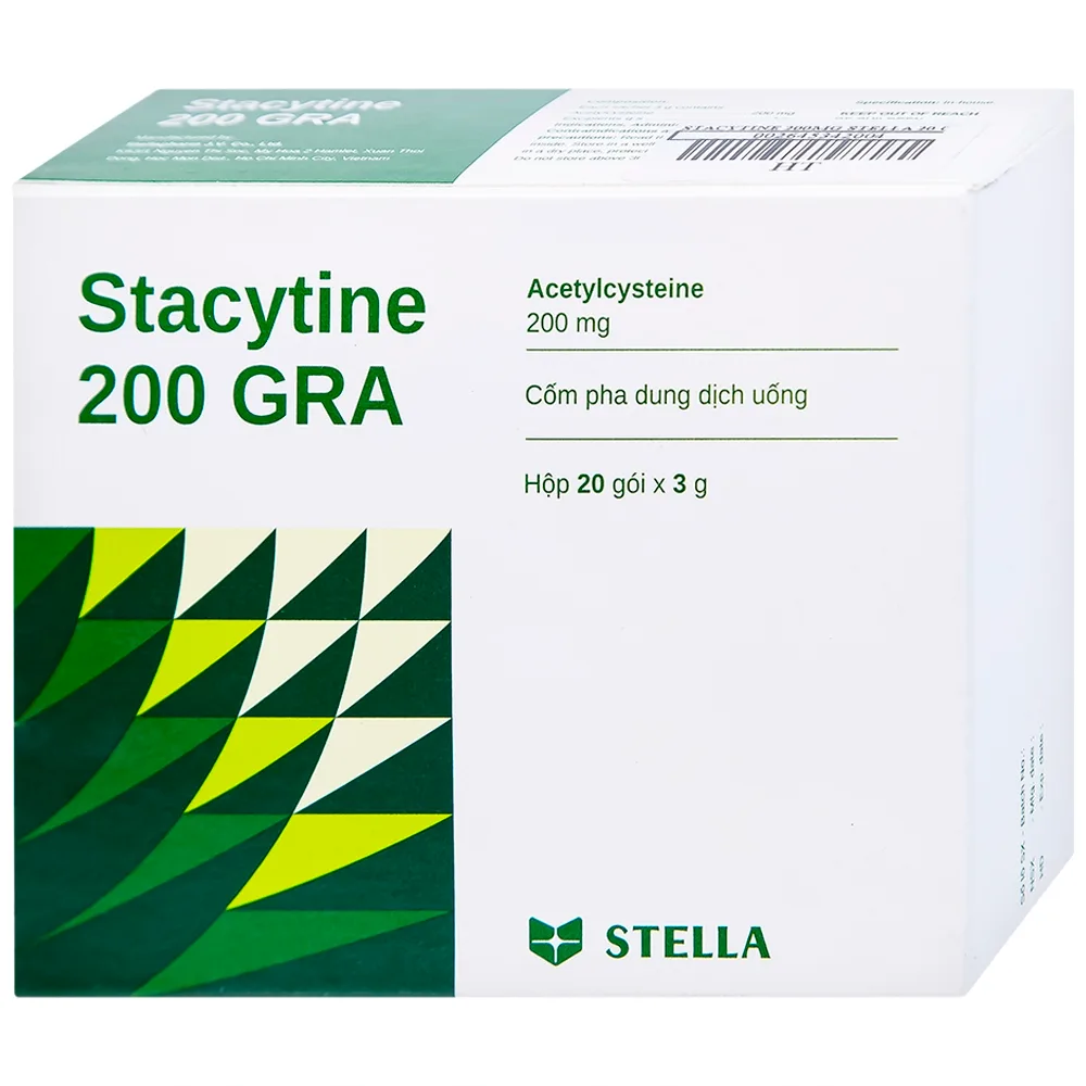 Hình ảnh Cốm pha dung dịch uống Stacytine 200 GRA Stella tiêu nhầy, long đờm (20 gói)
