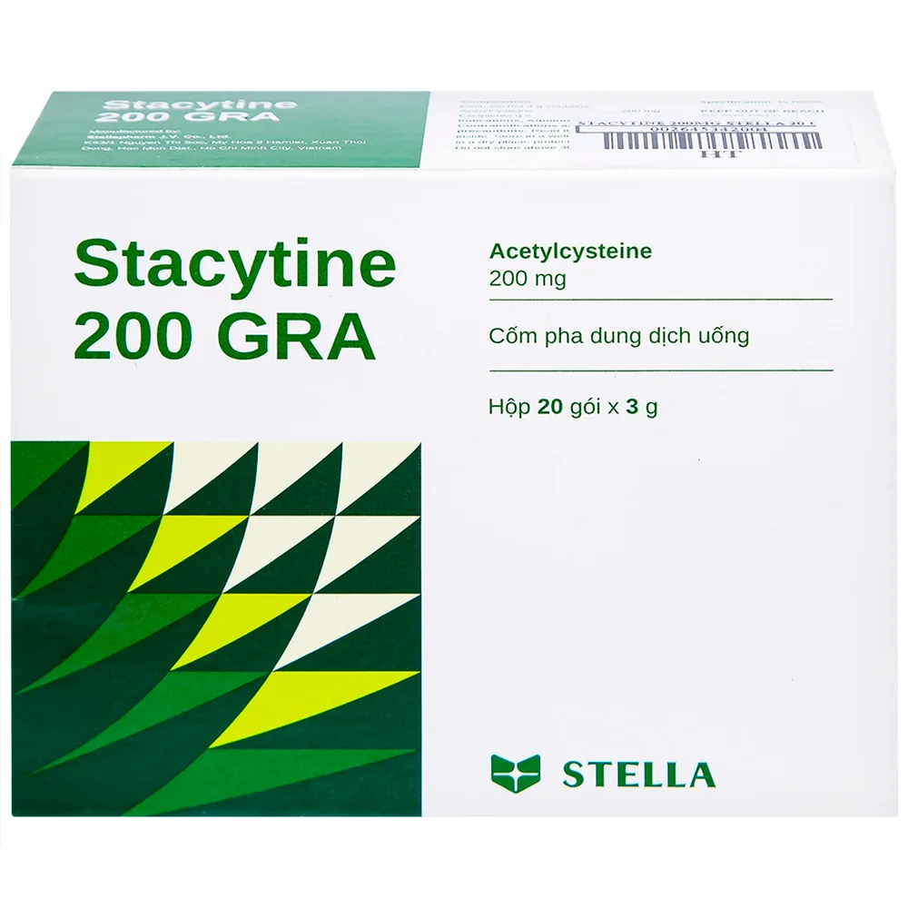 Hình ảnh Cốm pha dung dịch uống Stacytine 200 GRA Stella tiêu nhầy, long đờm (20 gói)