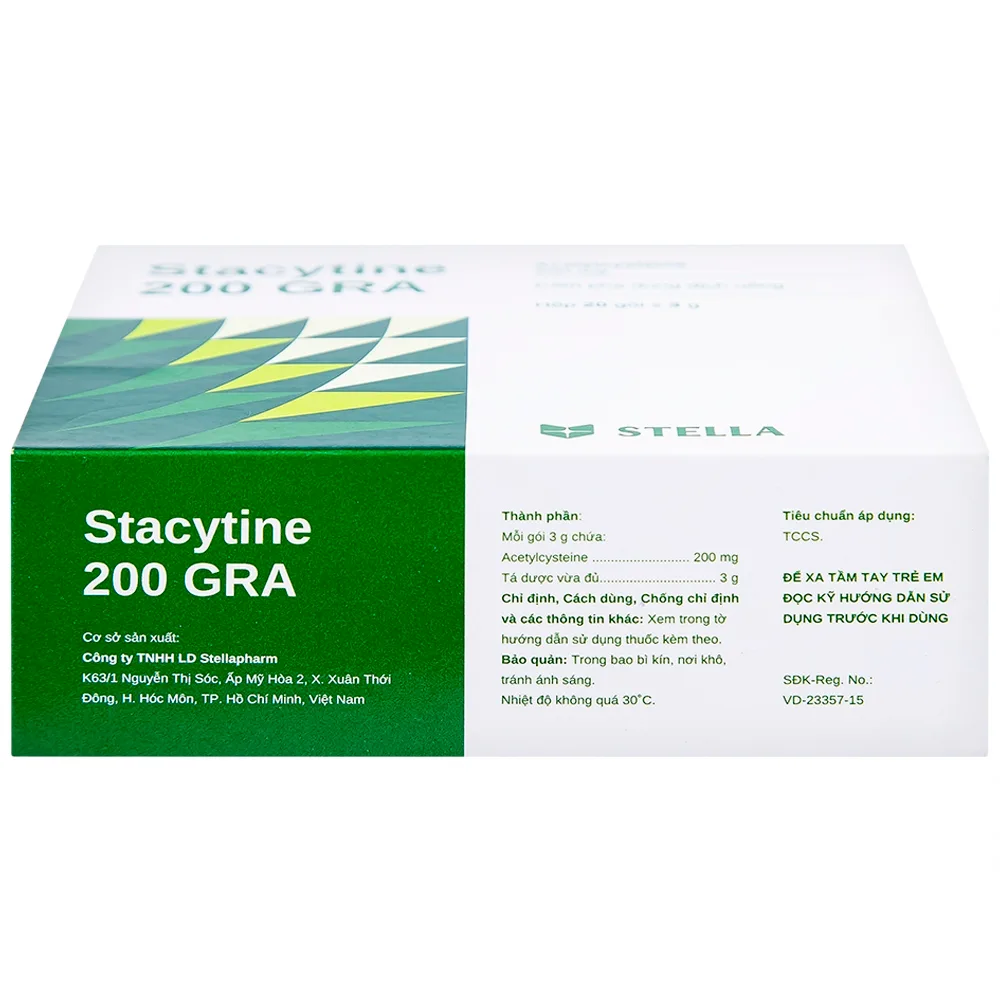 Hình ảnh Cốm pha dung dịch uống Stacytine 200 GRA Stella tiêu nhầy, long đờm (20 gói)