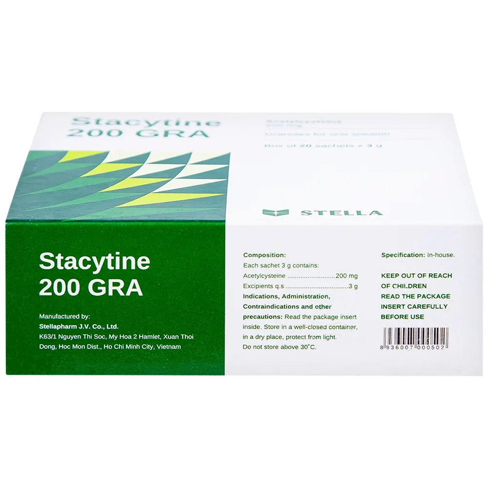 Hình ảnh Cốm pha dung dịch uống Stacytine 200 GRA Stella tiêu nhầy, long đờm (20 gói)