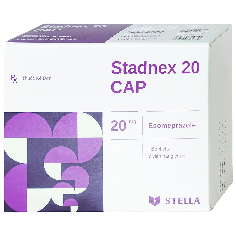 Hình ảnh Thuốc Stadnex 20 CAP Stella điều trị trào ngược dạ dày, thực quản (4 vỉ x 7 viên)
