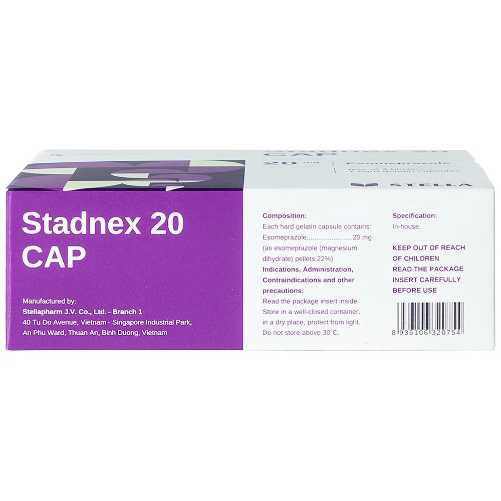 Hình ảnh Thuốc Stadnex 20 CAP Stella điều trị trào ngược dạ dày, thực quản (4 vỉ x 7 viên)