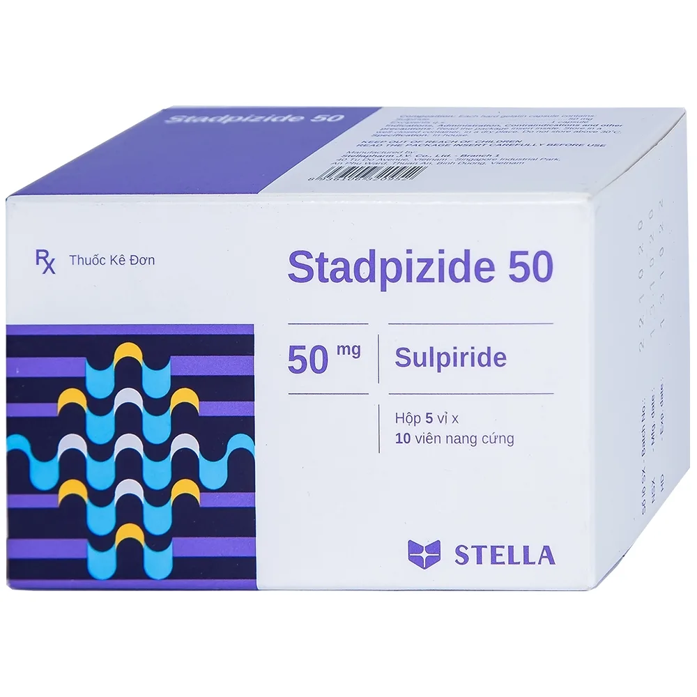 Hình ảnh Thuốc Stadpizide 50 Stella điều trị triệu chứng ngắn ngày lo âu, tâm thần phân liệt (5 vỉ x 10 viên)