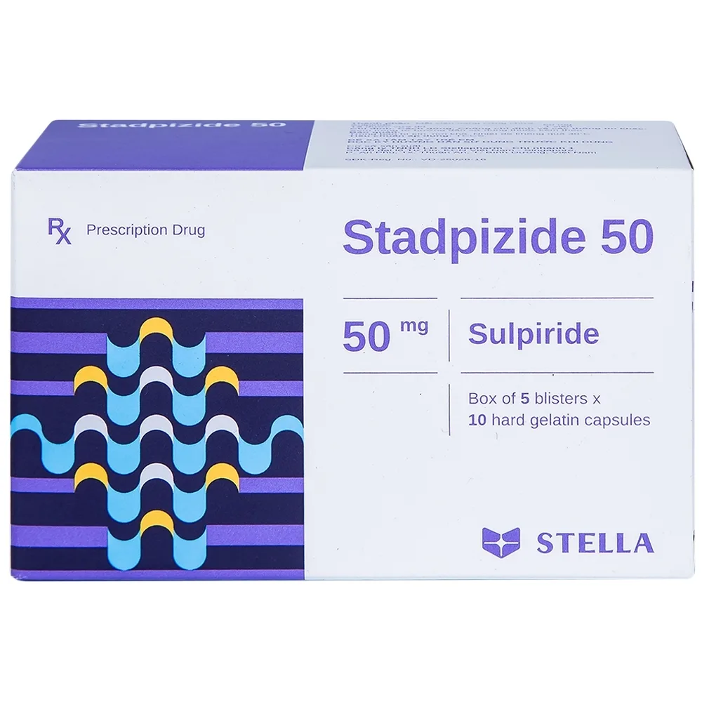 Hình ảnh Thuốc Stadpizide 50 Stella điều trị triệu chứng ngắn ngày lo âu, tâm thần phân liệt (5 vỉ x 10 viên) 