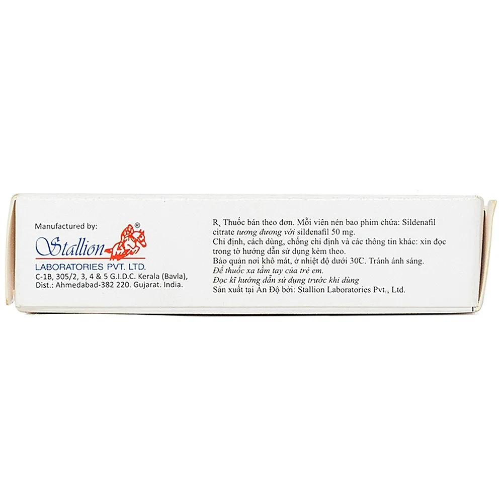 Hình ảnh Thuốc Sildenafil Citrate STAGA-50 Stallion điều trị rối loạn cương dương (1 vỉ x 4 viên)